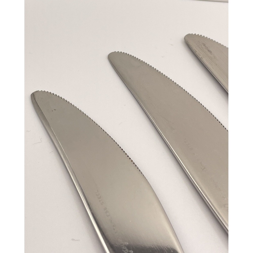 Set Of 8 Ekco Eterna LA JOYA Stainless Steel Japan Flatware Knives Wooden Handle - Picture 15 of 16
